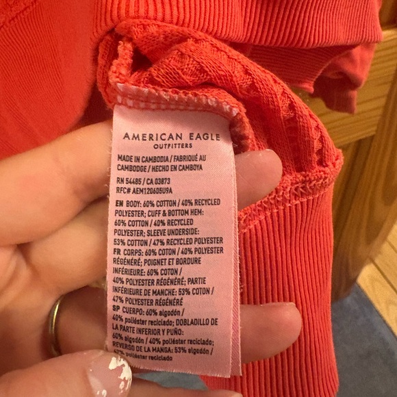 American Eagle Pink Oversized Size Small Waffle Knit Sweatshirt - Picture 6 of 6